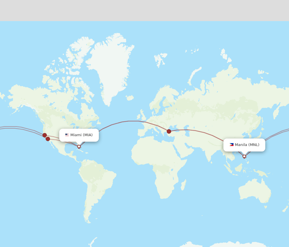 MNL-MIA flight routes