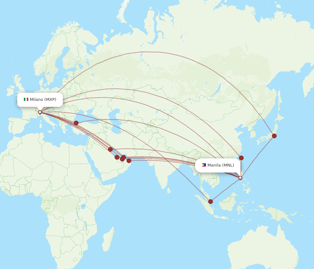 MNL to MXP flights and routes map