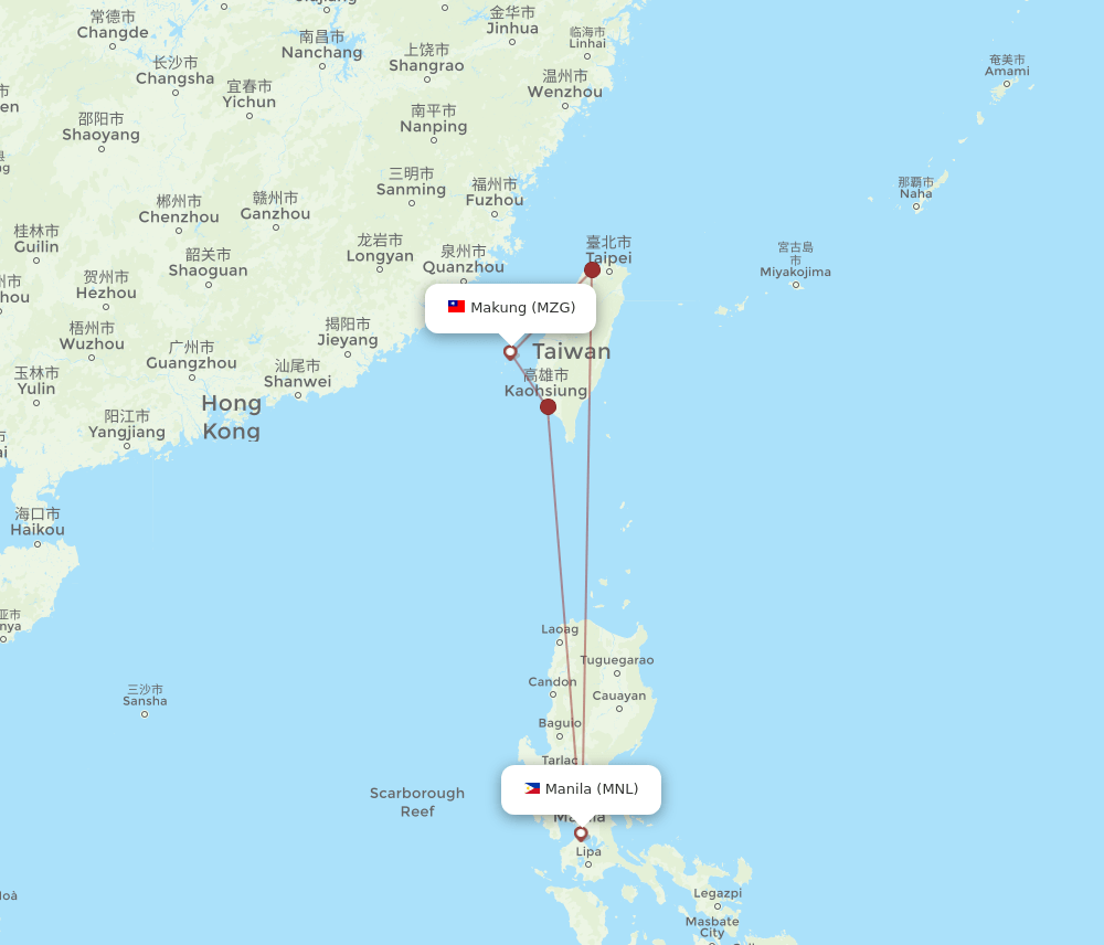 MNL to MZG flights and routes map
