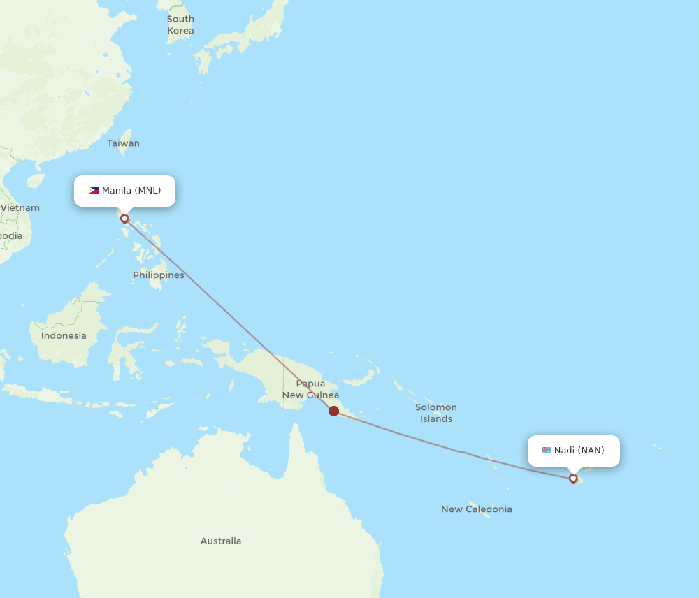 MNL to NAN flights and routes map