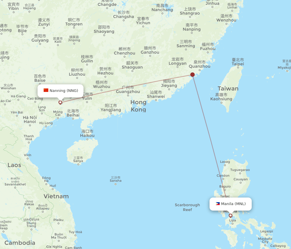 MNL to NNG flights and routes map