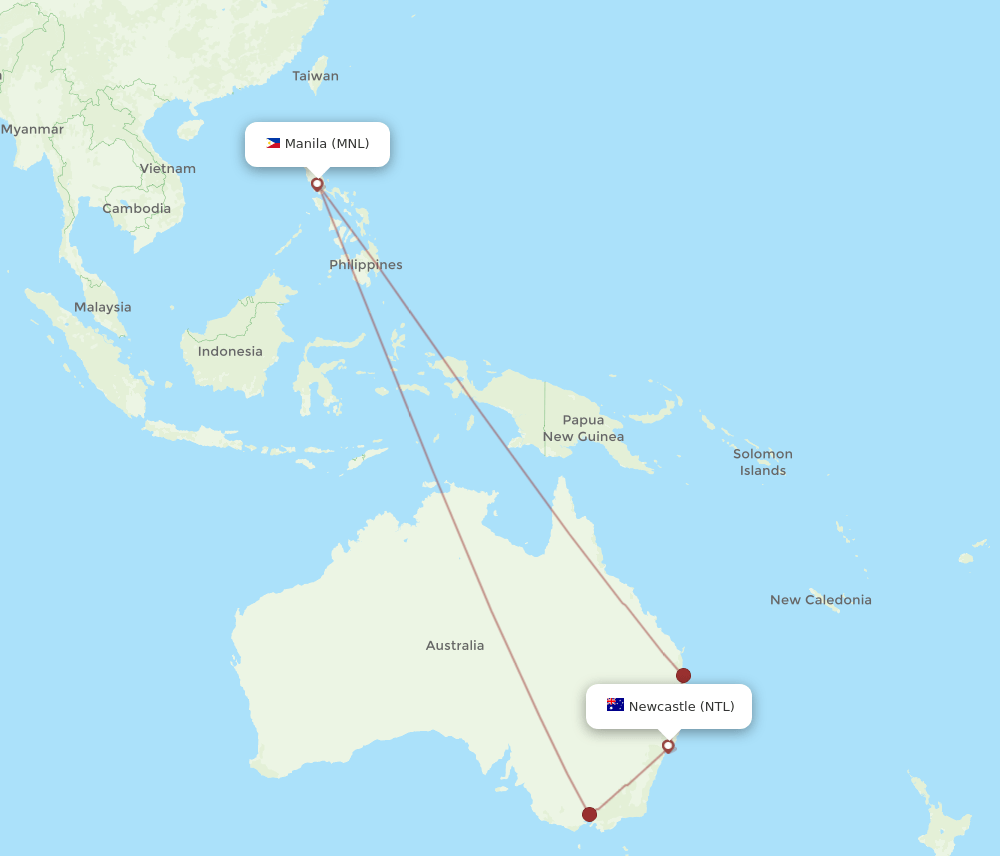 MNL-NTL flight routes