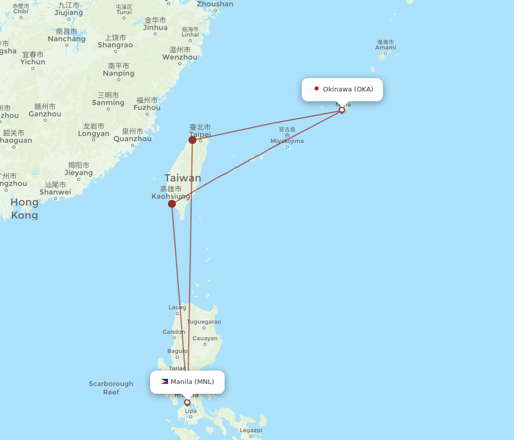 MNL-OKA flight routes