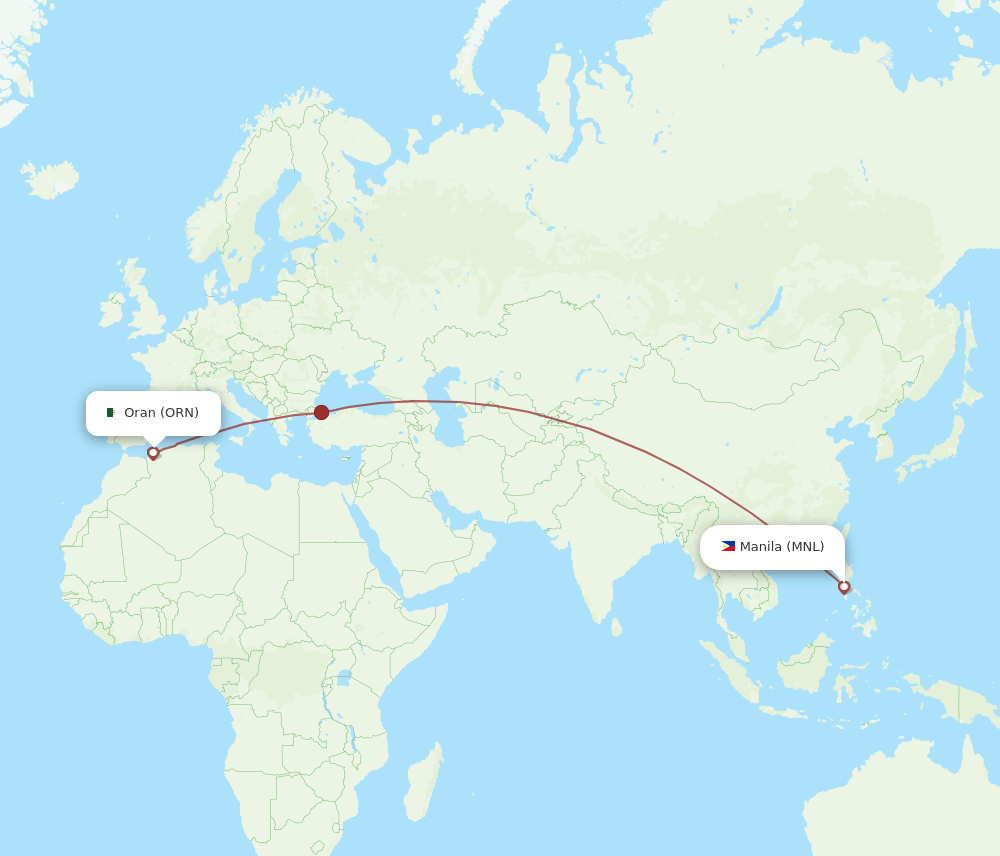 MNL to ORN flights and routes map