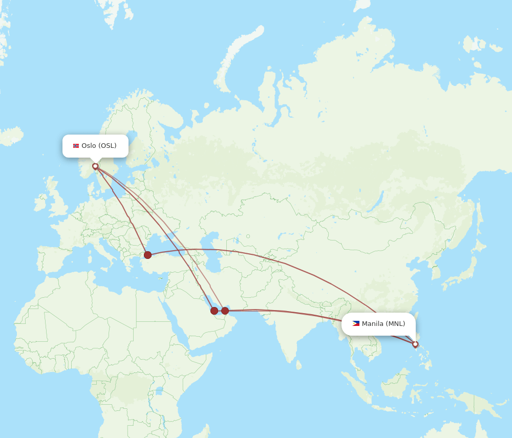 MNL-OSL flight routes