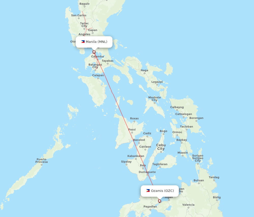 MNL-OZC flight routes