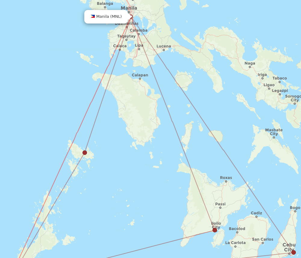 MNL to PPS flights and routes map