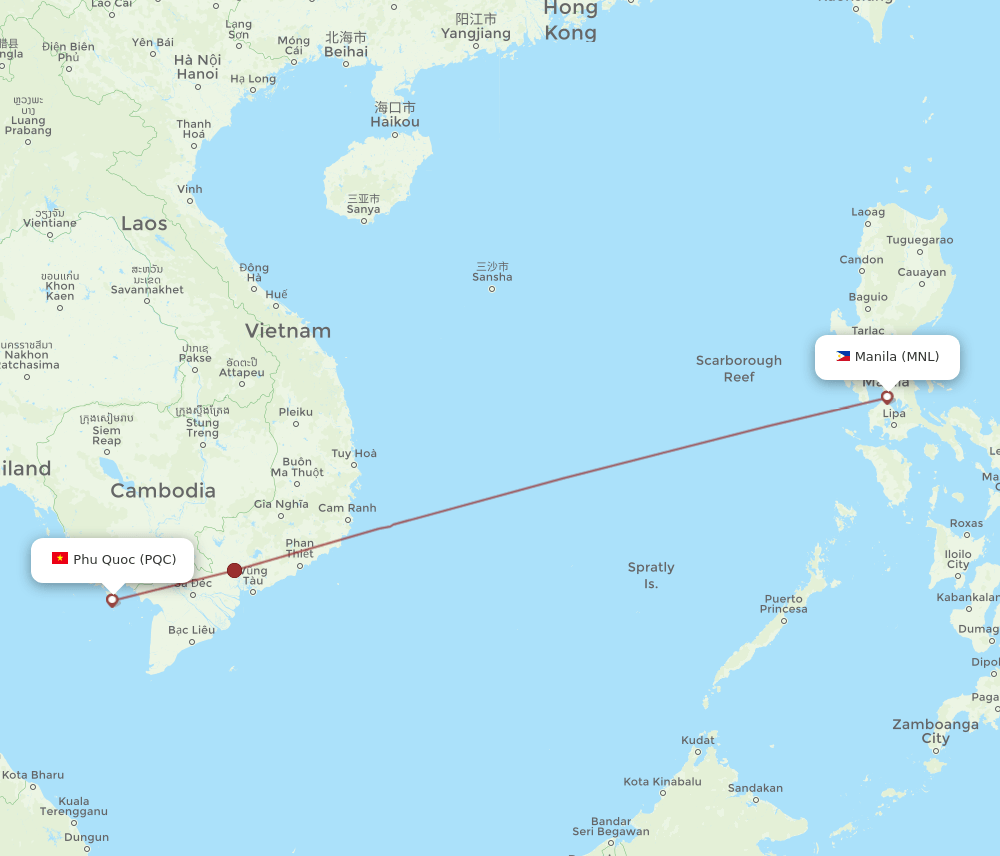 MNL-PQC flight routes