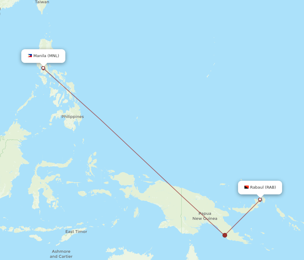 MNL to RAB flights and routes map