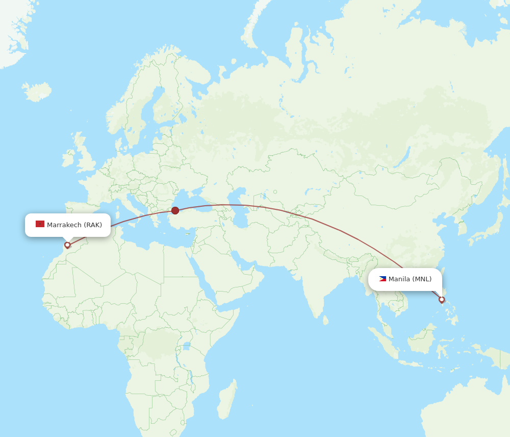 MNL to RAK flights and routes map