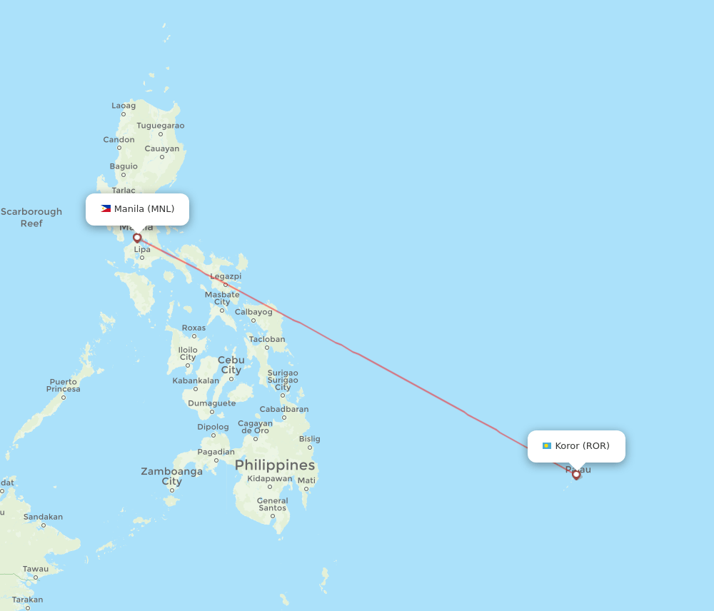 MNL to ROR flights and routes map