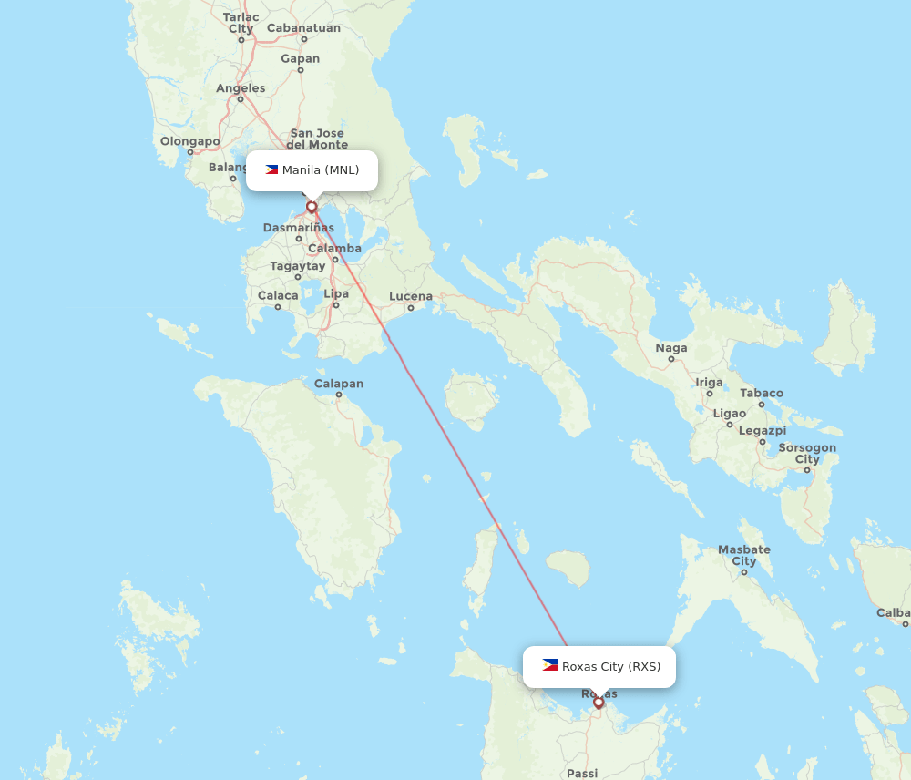 Manila - Roxas City route map and flight paths