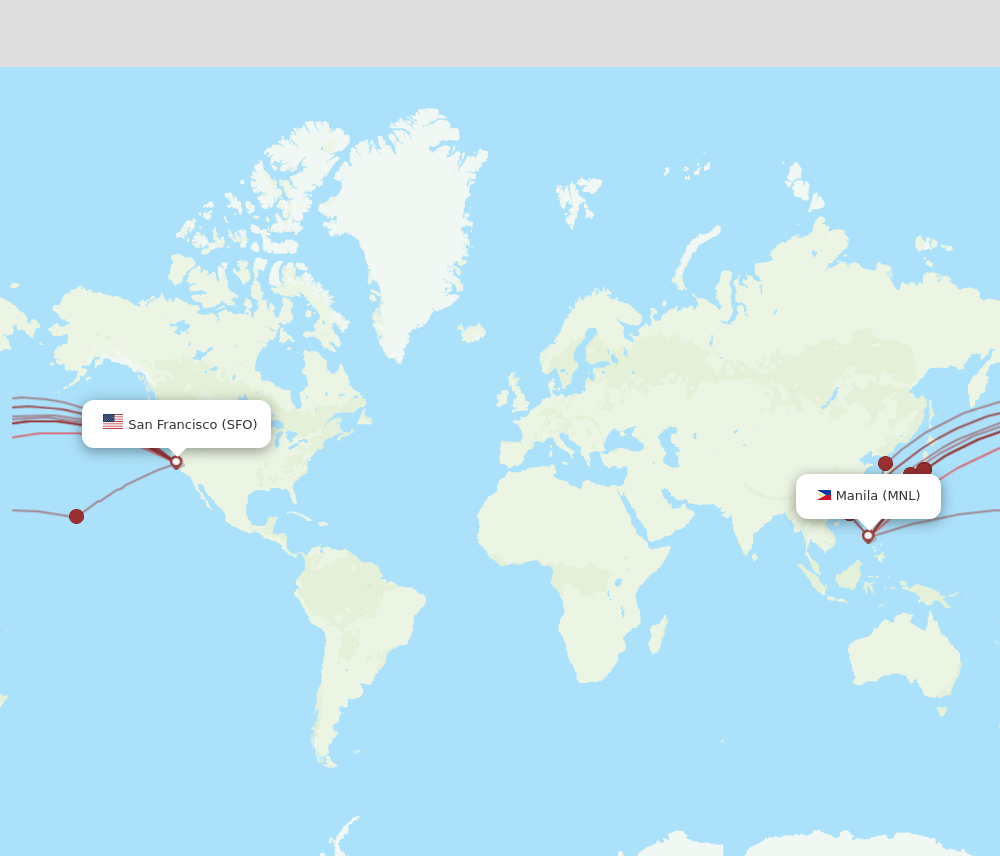 MNL to SFO flights and routes map