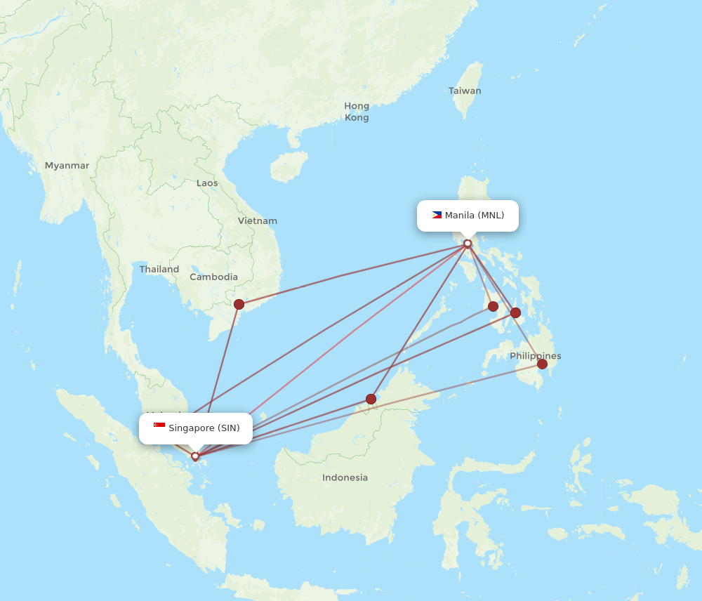MNL to SIN flights and routes map