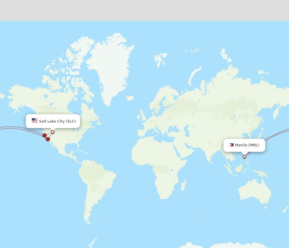 MNL to SLC flights and routes map
