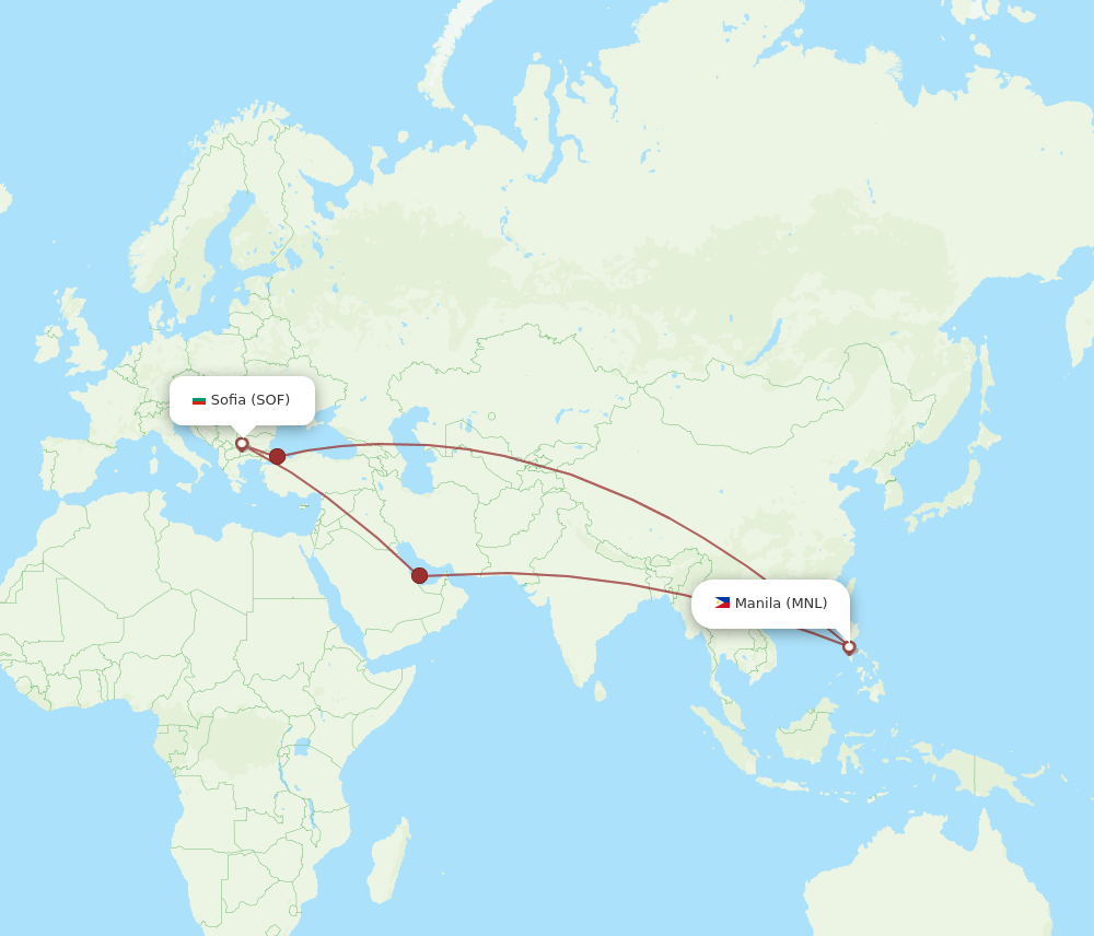 MNL-SOF flight routes