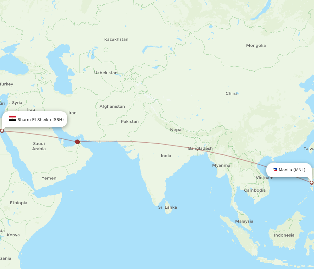 Sharm el Sheikh - Manila route map and flight paths