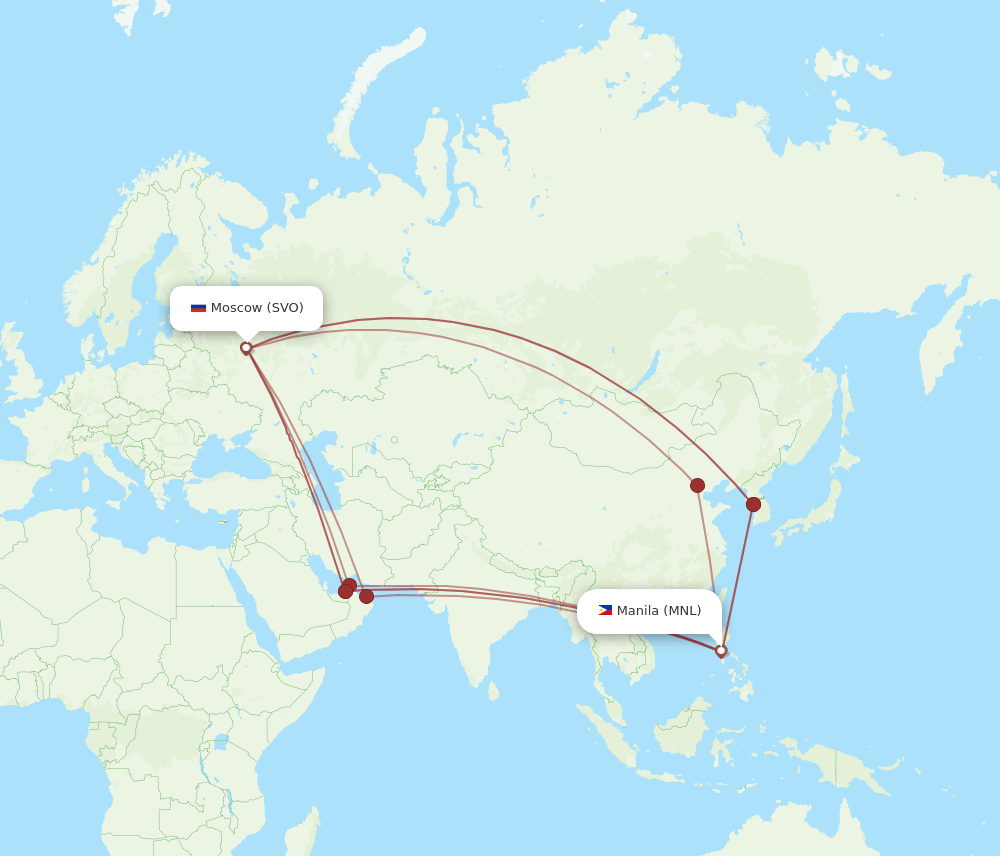 MNL to SVO flights and routes map