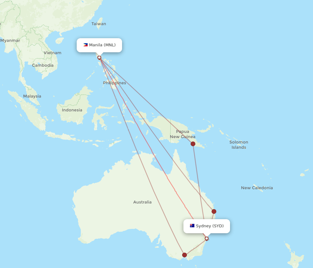 MNL-SYD flight routes