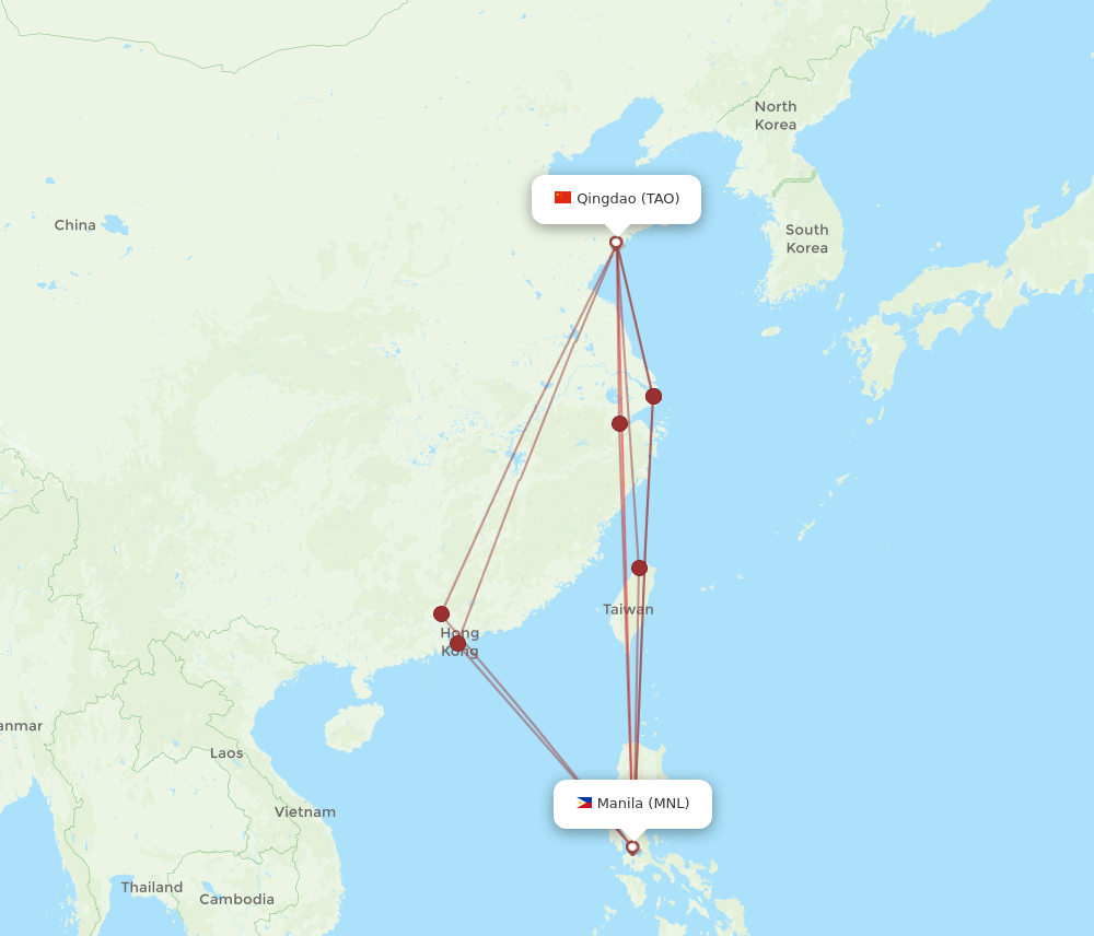 MNL to TAO flights and routes map