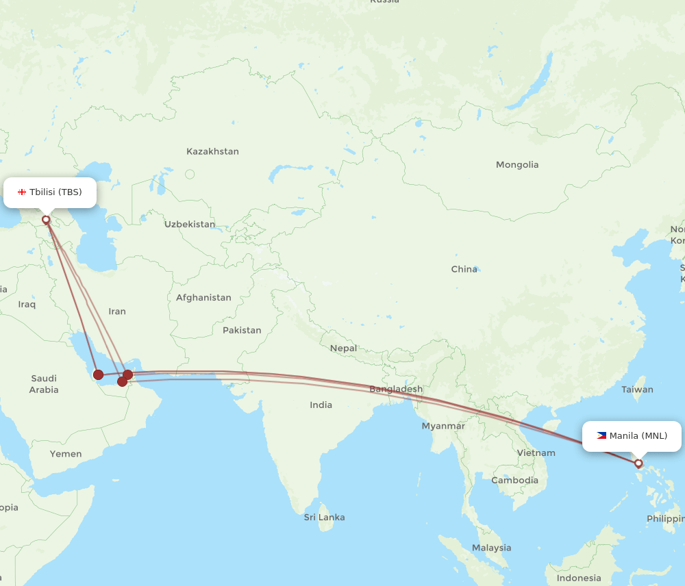 MNL-TBS flight routes