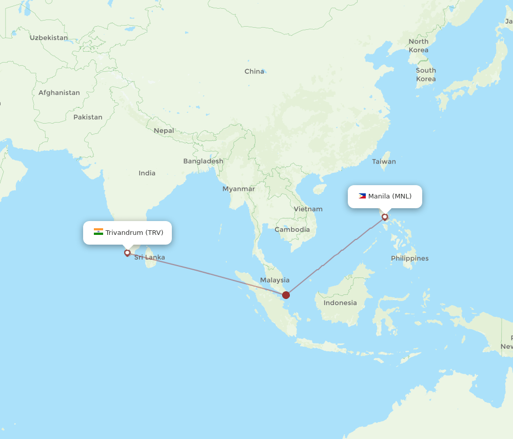 MNL-TRV flight routes