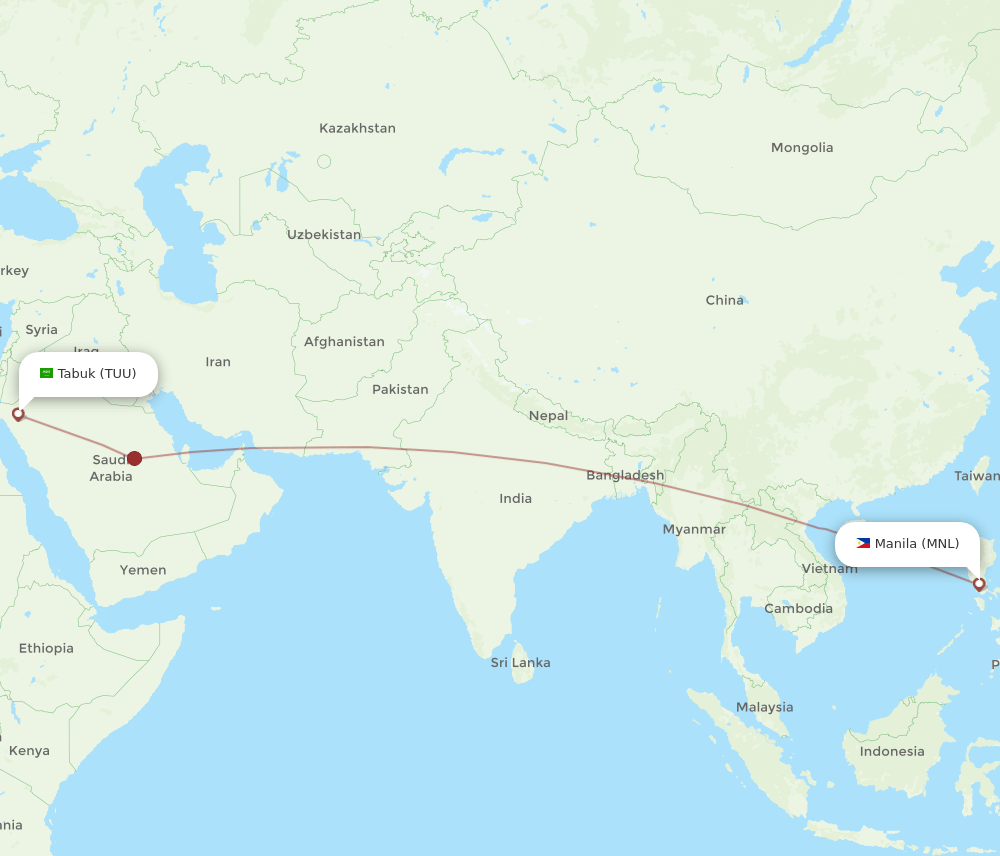 MNL to TUU flights and routes map