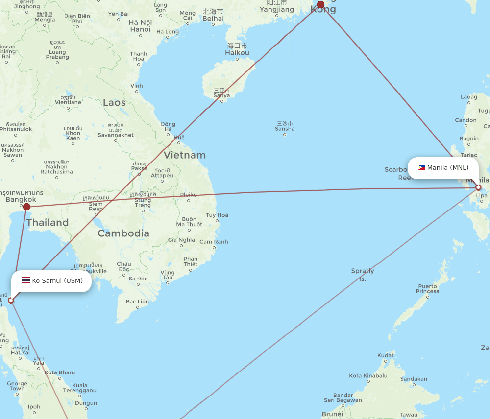 MNL to USM flights and routes map