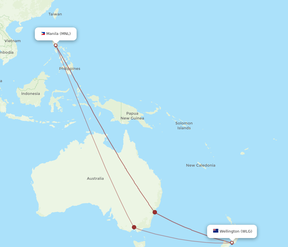MNL-WLG flight routes