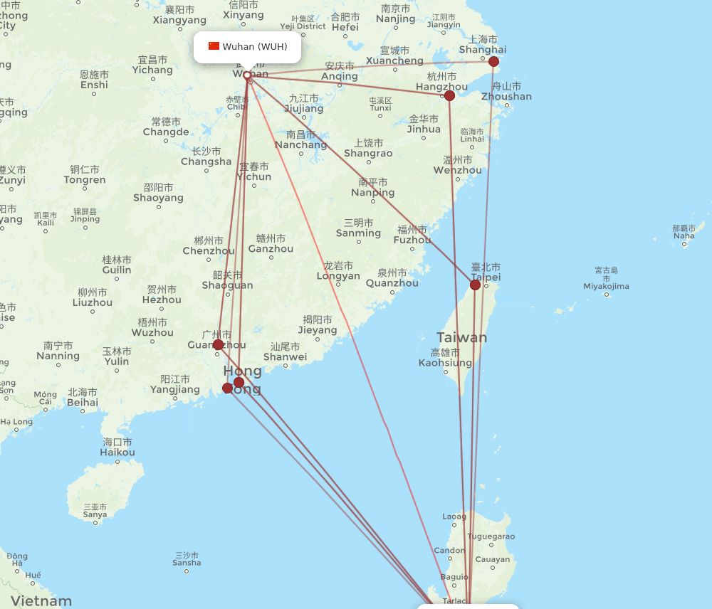 MNL-WUH flight routes