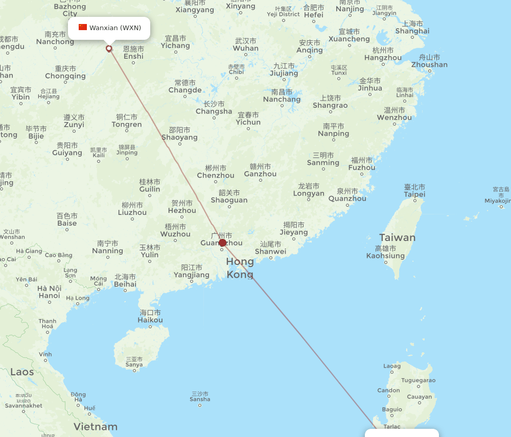 MNL to WXN flights and routes map