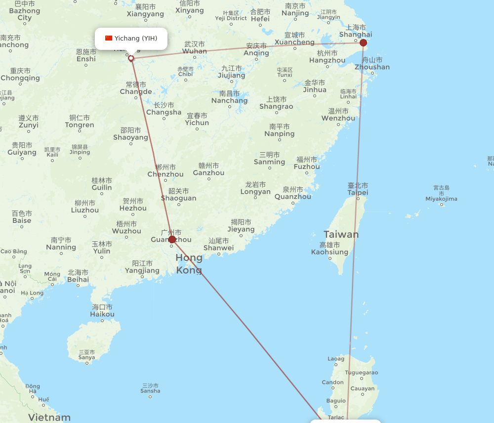 MNL-YIH flight routes