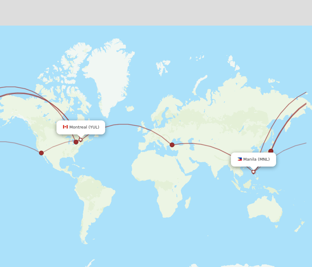 MNL to YUL flights and routes map