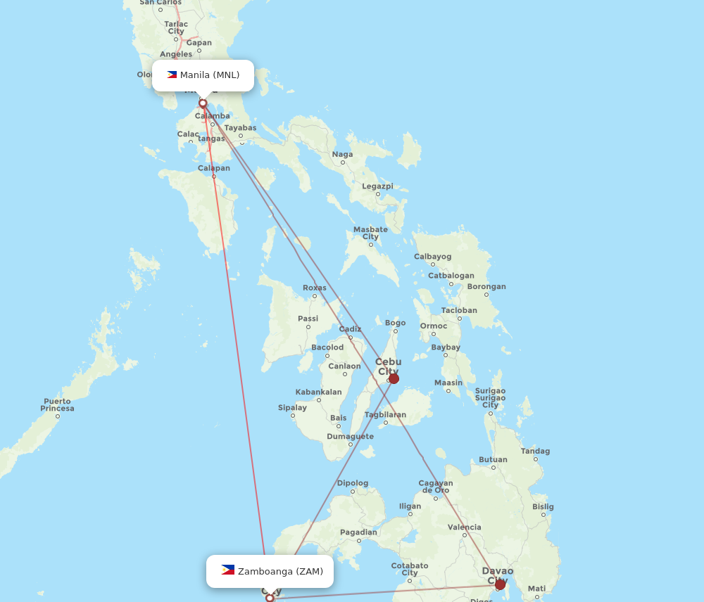 MNL to ZAM flights and routes map