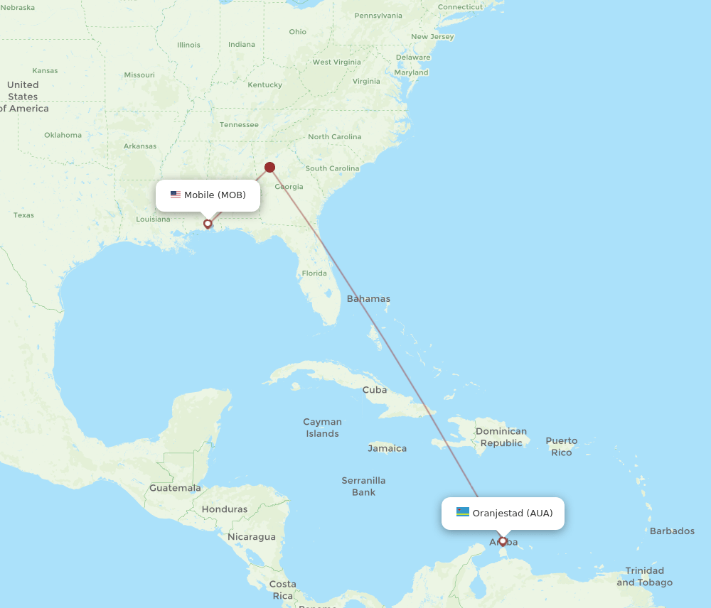 MOB-AUA flight routes