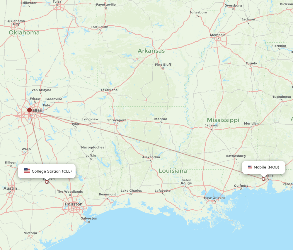 MOB-CLL flight routes