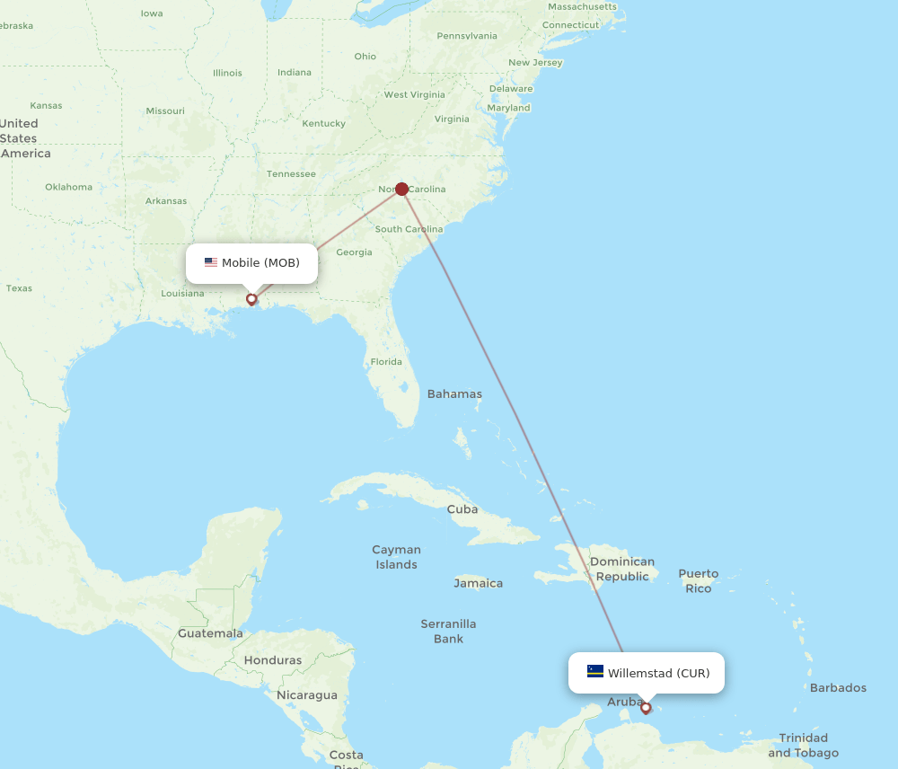 MOB-CUR flight routes