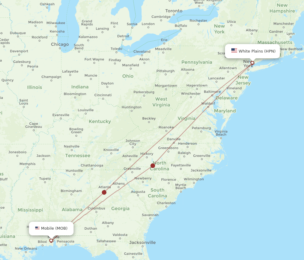 MOB-HPN flight routes