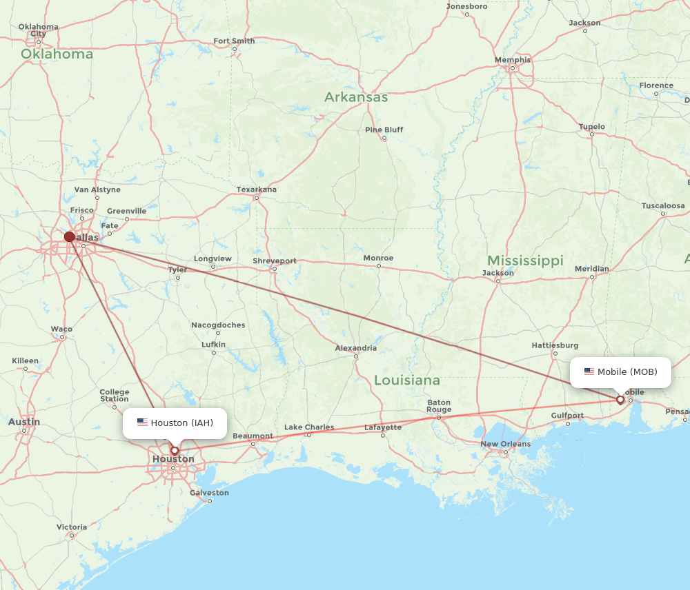 MOB-IAH flight routes
