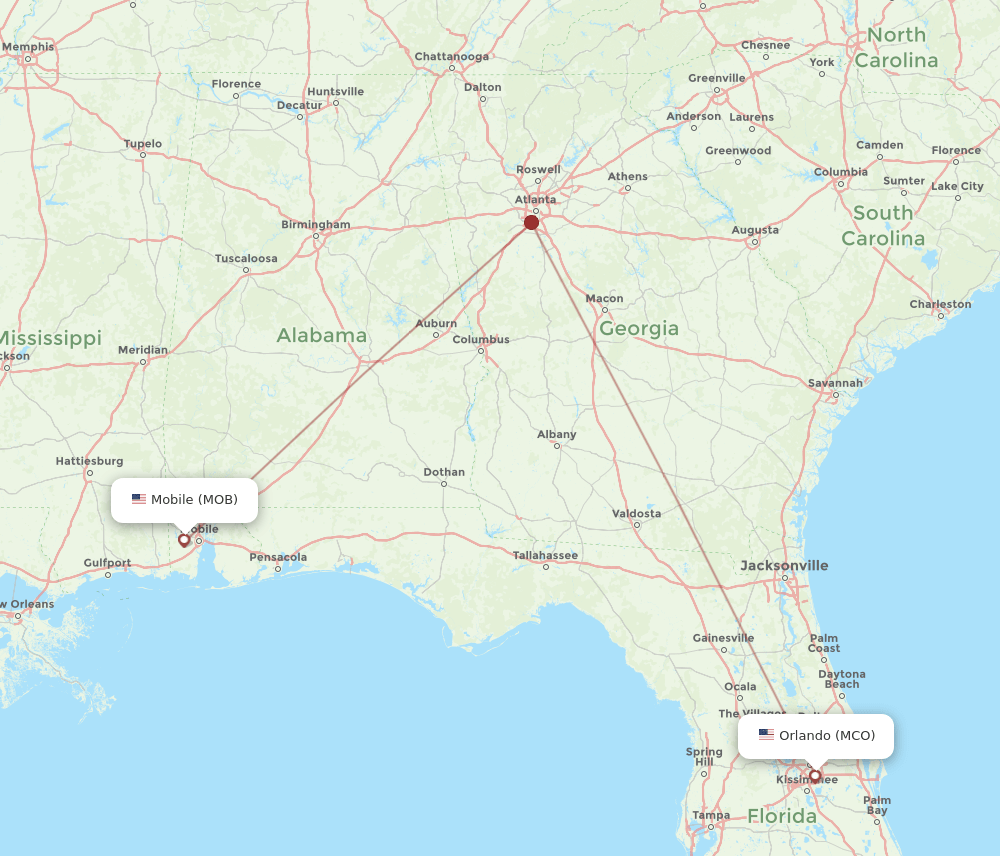 MOB-MCO flight routes