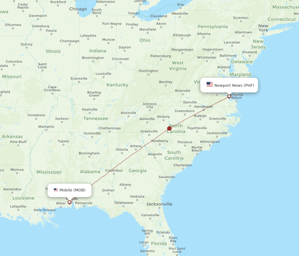 MOB-PHF flight routes
