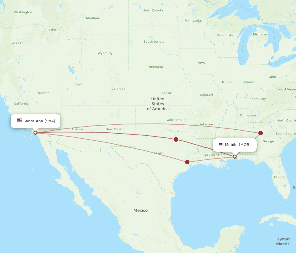 MOB-SNA flight routes