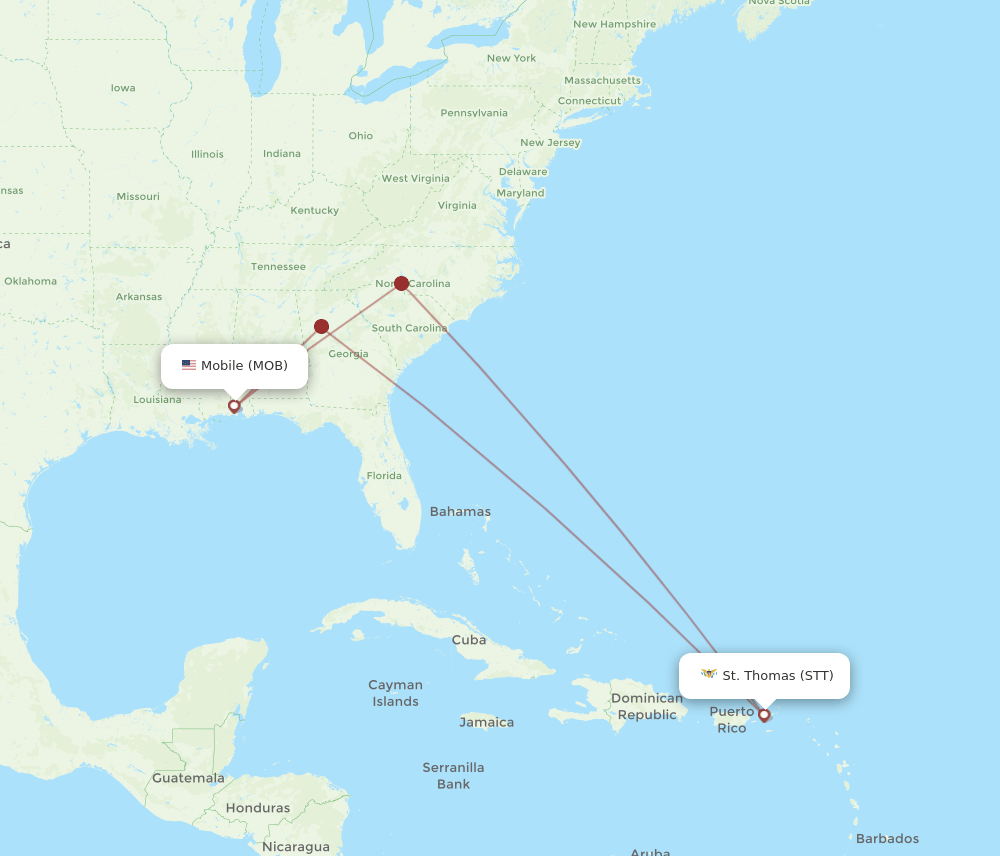 MOB-STT flight routes