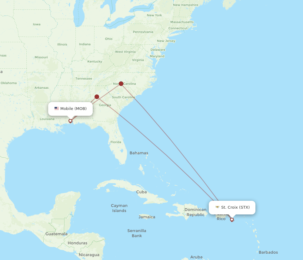 MOB-STX flight routes
