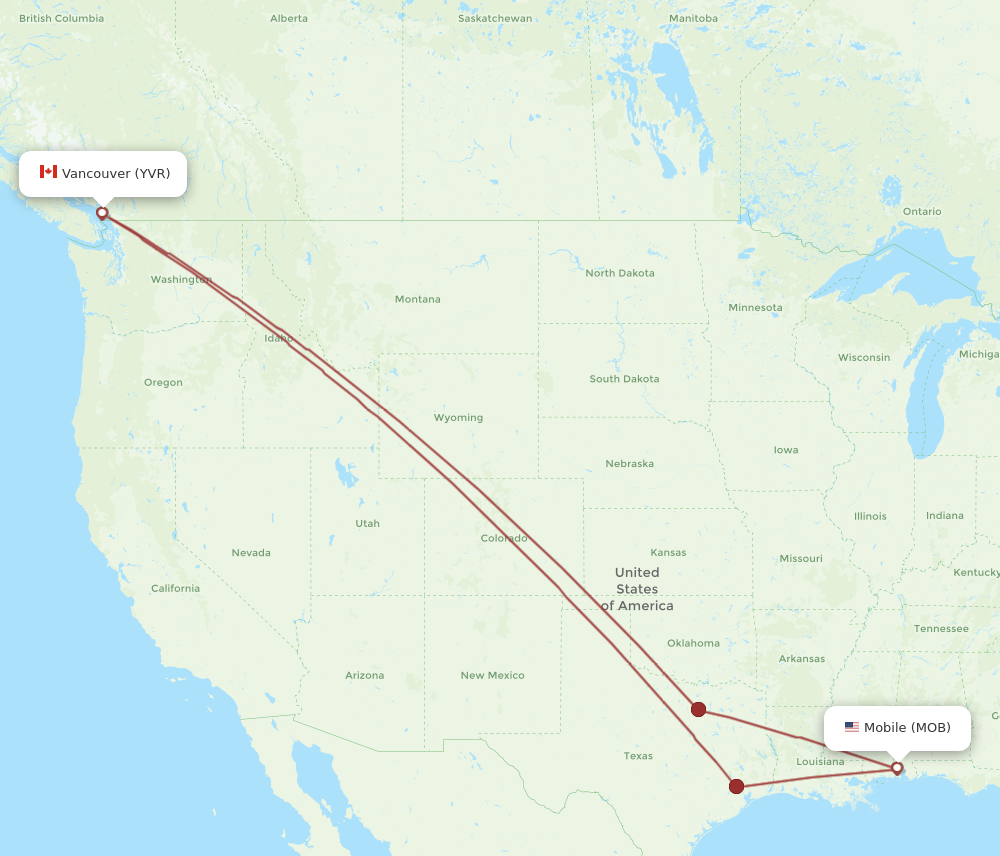 Vancouver - Mobile route map and flight paths