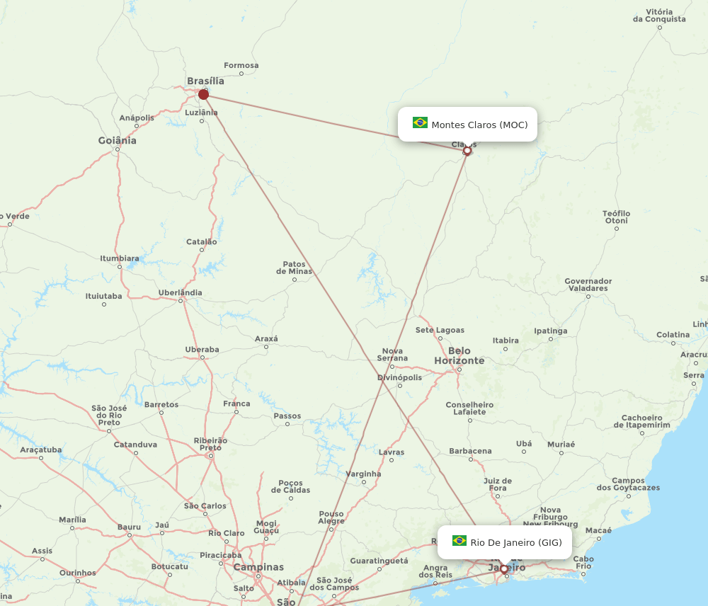 MOC-GIG flight routes