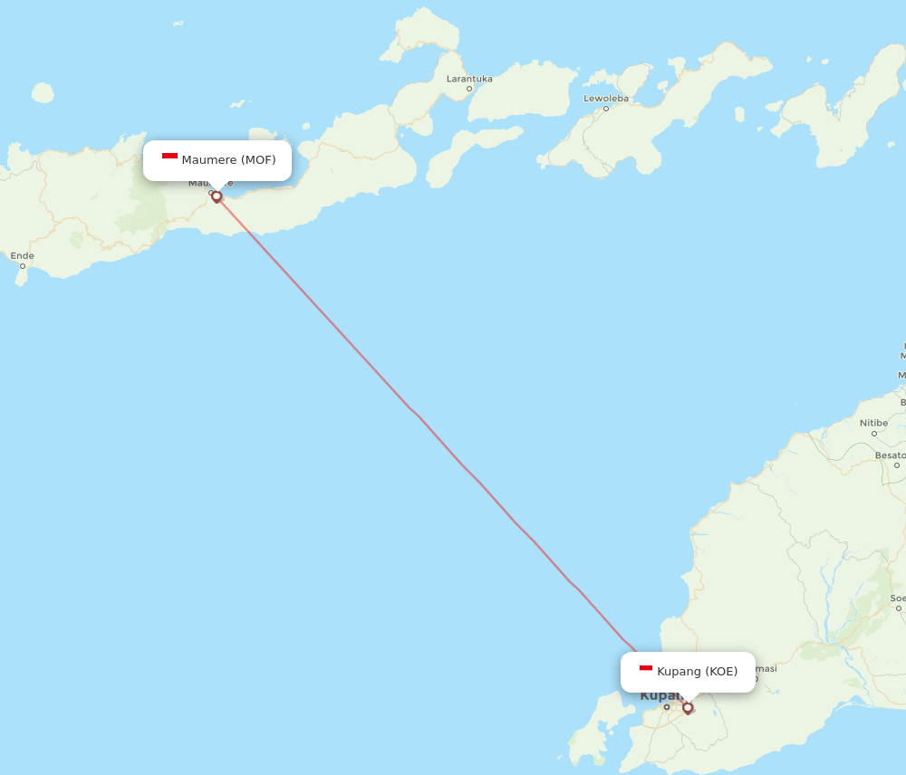 MOF to KOE flights and routes map