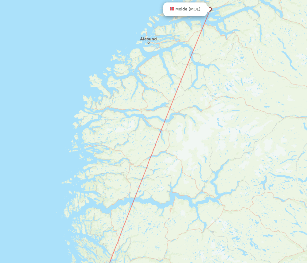 Molde - Bergen route map and flight paths