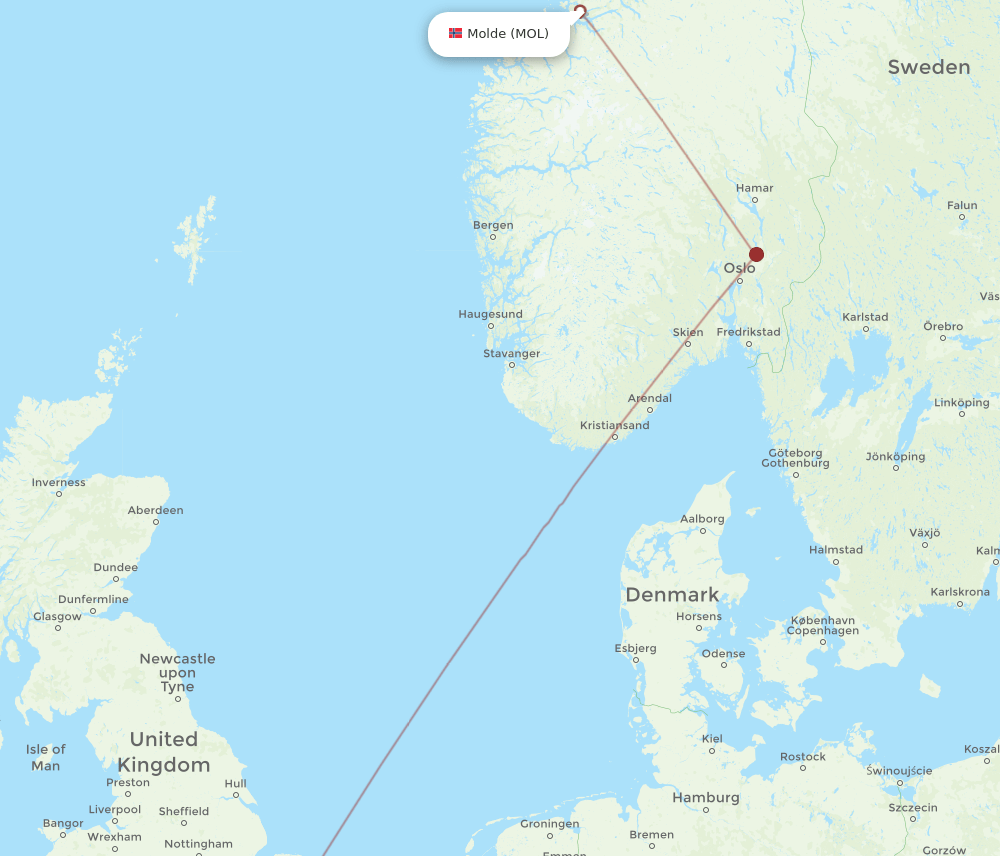 MOL to LGW flights and routes map