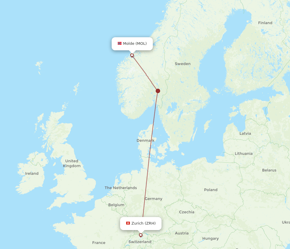 ZRH to MOL flights and routes map